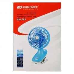 White Label Clip-On Mini USB Fan With LED Light Blue 2.5W