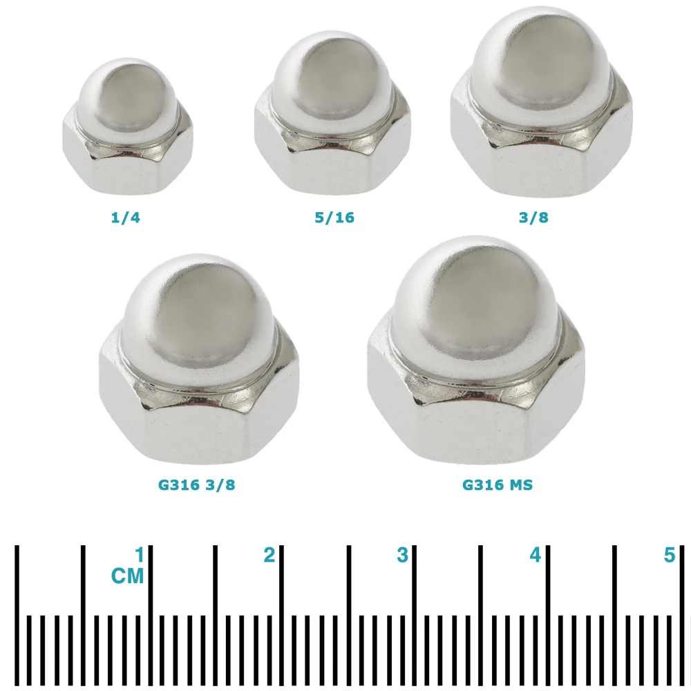 White Label Stainless Steel Dome Nut G316 UNC 3/8 Qty 1 1 White Label Stainless Steel Dome Nut G316 UNC 3/8 Qty 1