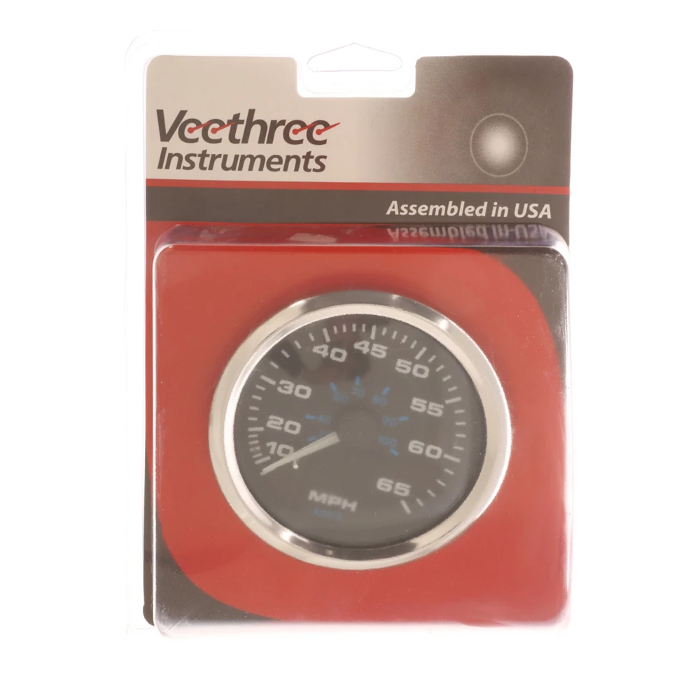White Label Veethree Premier Pro Speedometer 0-65mph Black Stainless Steel Trim 2 White Label Veethree Premier Pro Speedometer 0-65mph Black Stainless Steel Trim - Image 2