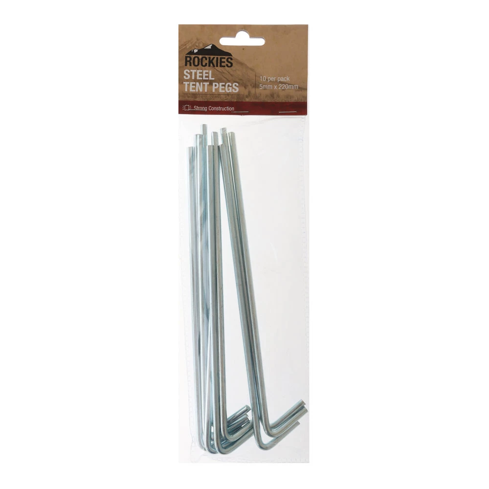 White Label Rockies Steel Tent Pegs 220mm X 5mm Qty 10 1 White Label Rockies Steel Tent Pegs 220mm X 5mm Qty 10