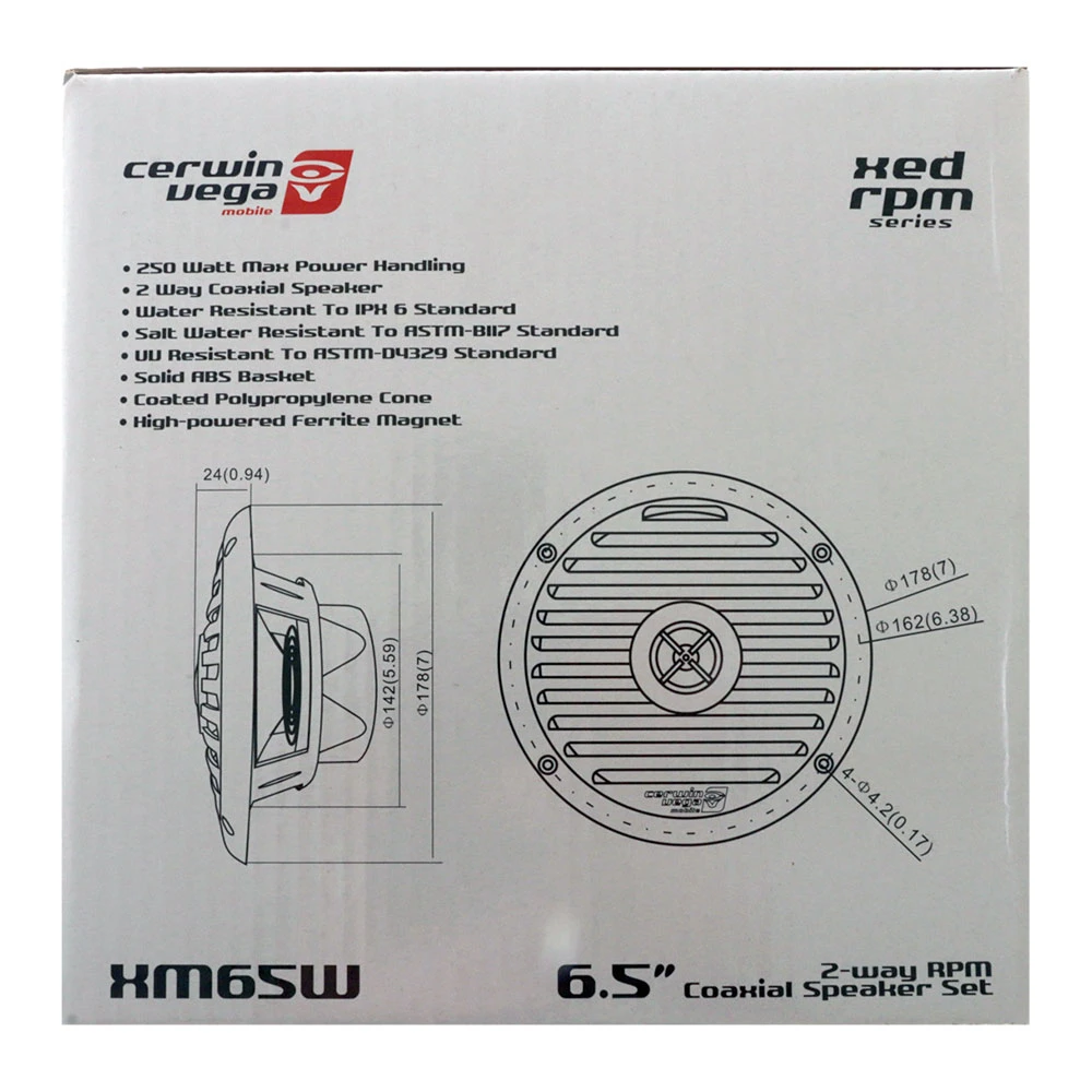 White Label Cerwin Vega XED 2-Way Coaxial Marine Speakers 6.5in 500W White 3 White Label Cerwin Vega XED 2-Way Coaxial Marine Speakers 6.5in 500W White - Image 3