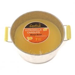 White Label Festiva Citronella Candle Metal Bowl