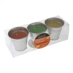 White Label Festiva Cirtronella Candles Metal Pot Qty 3