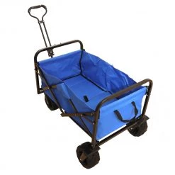 White Label Folding Beach Cart Trolley Blue XL