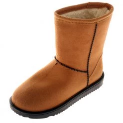 White Label Womens Waterproof Slipper Boots Tan