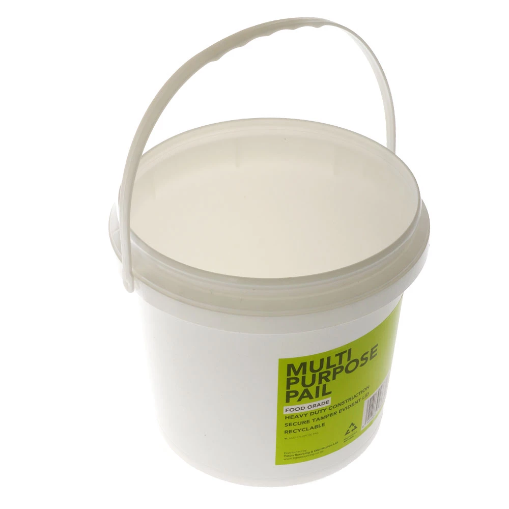 White Label Multipurpose Plastic Bucket With Lid 4L 1 White Label Multipurpose Plastic Bucket With Lid 4L