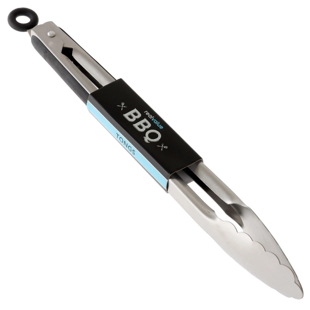 White Label Real Value Stainless Steel BBQ Tongs 30cm 1 White Label Real Value Stainless Steel BBQ Tongs 30cm