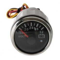 White Label W Pro Series Volt Meter Gauge 52mm 24V Black