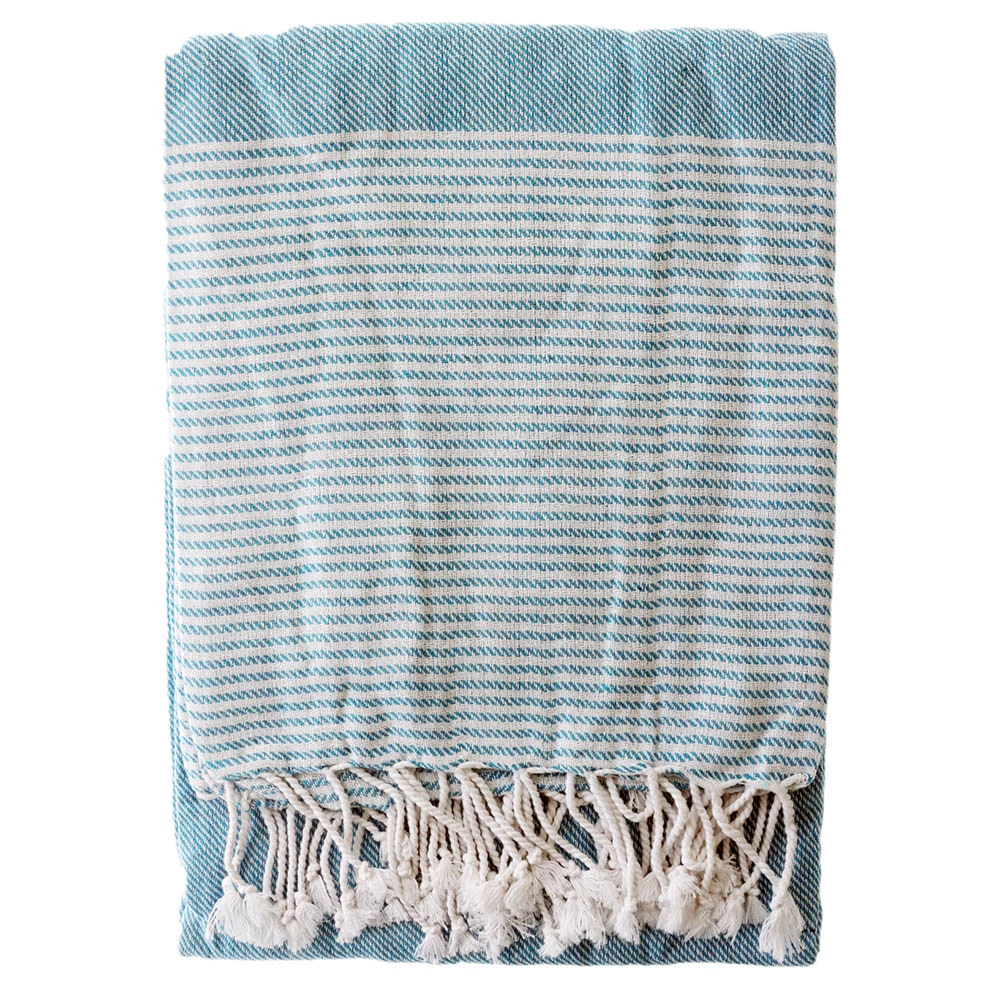 White Label Fouta Hammam Towel Blue 100 X 200cm 3 White Label Fouta Hammam Towel Blue 100 X 200cm - Image 3