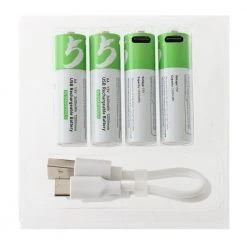 White Label USB Rechargeable AA Lithium Battery 1.5V 4-Pack -White Label Sales Store 182502 3 n