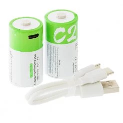 White Label USB Rechargeable C Lithium Battery 1.5V 2-Pack -White Label Sales Store 182507 3 n