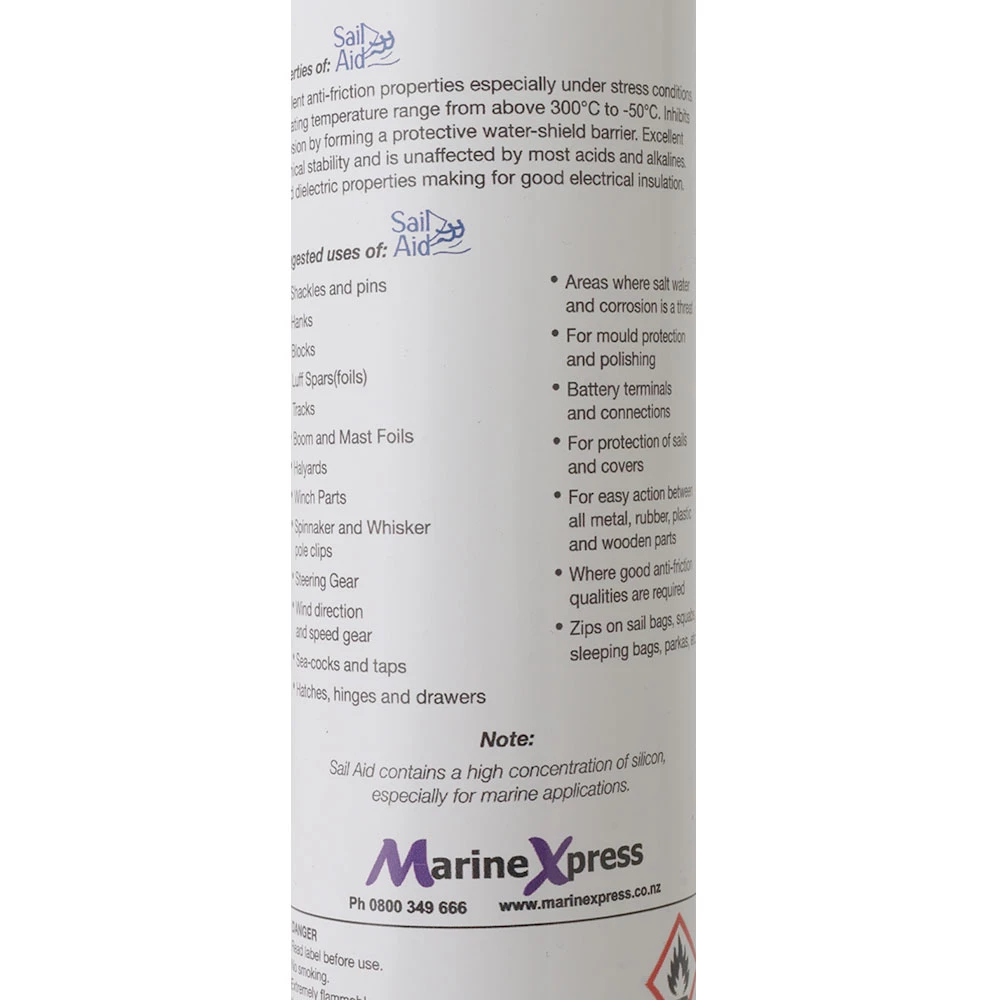 White Label Sail Aid Silcone Spray Pak 200ml 1 White Label Sail Aid Silcone Spray Pak 200ml