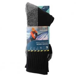 White Label Mens Steel Cap Work Socks 2-Pack Size 11-13