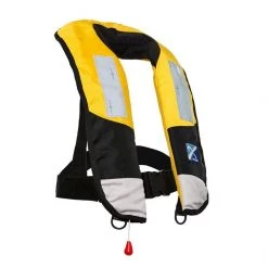 White Label Manual Inflatable Fishing Lifejacket With Reflectors 150N Adult Yellow/Black