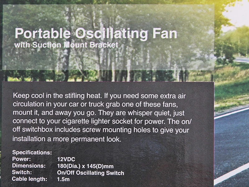 White Label Portable Oscillating Fan With Suction Mount Bracket 12VDC 2 White Label Portable Oscillating Fan With Suction Mount Bracket 12VDC - Image 2