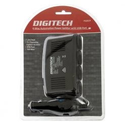 White Label 12VDC Car Cigarette Lighter Socket 4-Way Splitter With USB Port