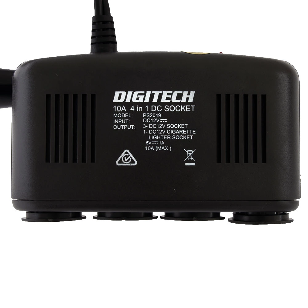 White Label 12VDC Car Cigarette Lighter Socket 4-Way Splitter With USB Port 3 White Label 12VDC Car Cigarette Lighter Socket 4-Way Splitter With USB Port - Image 3