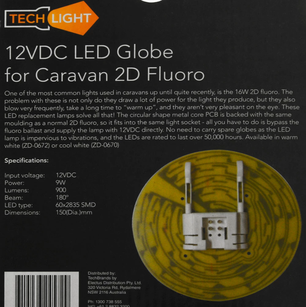 White Label LED Replacement Lamp For 2D Fluoros In Caravans Cool White 12V 900 Lumens 2 White Label LED Replacement Lamp For 2D Fluoros In Caravans Cool White 12V 900 Lumens - Image 2