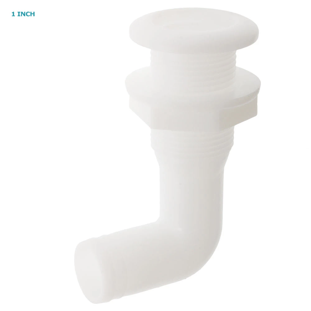 White Label Thru Hull Skin Fitting With 90 Degree Elbow White 1 White Label Thru Hull Skin Fitting With 90 Degree Elbow White