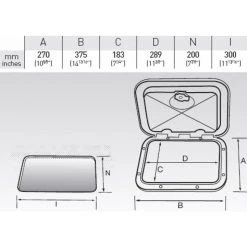 White Label Nuova Rade Rectangular Access Hatch With Box Black
