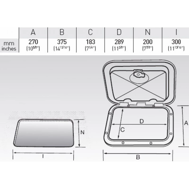 White Label Nuova Rade Rectangular Access Hatch With Box Black 1 White Label Nuova Rade Rectangular Access Hatch With Box Black