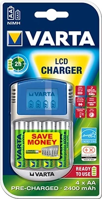 White Label Varta 2-Hour Fast LCD Charger For AA/AAA Batteries