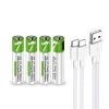 White Label USB Rechargeable AAA Lithium Battery 1.5V 4-pack