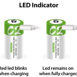 White Label USB Rechargeable C Lithium Battery 1.5V 2-Pack -White Label Sales Store cbatt1.3