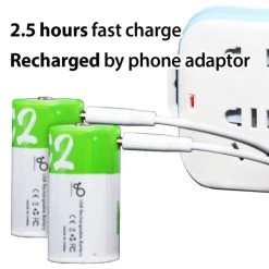 White Label USB Rechargeable C Lithium Battery 1.5V 2-Pack -White Label Sales Store cbatt1.4