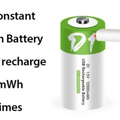 White Label USB Rechargeable D Lithium Battery 2-Pack -White Label Sales Store dbatt1.3