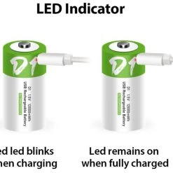 White Label USB Rechargeable D Lithium Battery 2-Pack -White Label Sales Store dbatt1.4