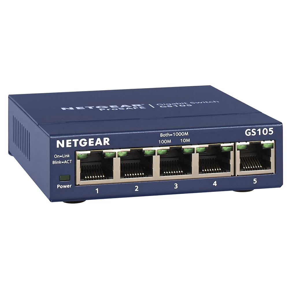 White Label NETGEAR GS105 ProSafe 5-Port Gigabit Ethernet Unmanaged Switch 1 White Label NETGEAR GS105 ProSafe 5-Port Gigabit Ethernet Unmanaged Switch