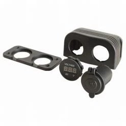 White Label Marine Grade 12v Cigarette Power Socket With LED Voltmeter 10A