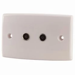 White Label PAL 2 Socket Wallplate - TV & FM