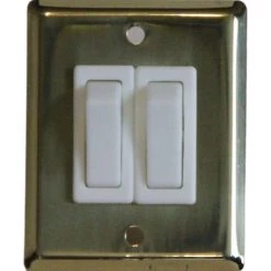 White Label Twin Brass Wall Switch And Plate