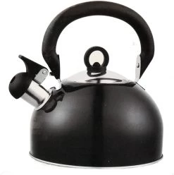 White Label Stainless Steel Whistling Kettle Black 2.5L