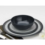 White Label Granite Melamine 4-Person 12pc Tableware Set Grey