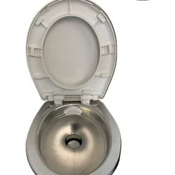 White Label Challenger Gravity Flush Toilet Stainless Steel -White Label Sales Store sku 52111 top open