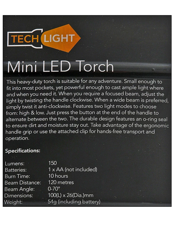 White Label Adjustable Beam Mini LED Torch 150 Lumen 2 White Label Adjustable Beam Mini LED Torch 150 Lumen - Image 2